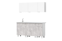 Кухонный гарнитур КГ-1(1600) (Белый/Цемент светлый, Антарес)