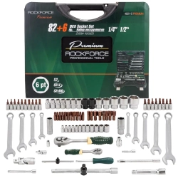 Набор инструментов 82+6пр.1/4''1/2''(6гр.)+(головка-бита 1/4''T40, биты 5/16'': М8,10,12,14,головки 1/2'': 10,12,13мм,ключи комбинир.:15,16мм) RockForce##Rock FORCE RF-4821-5 PREMIUM