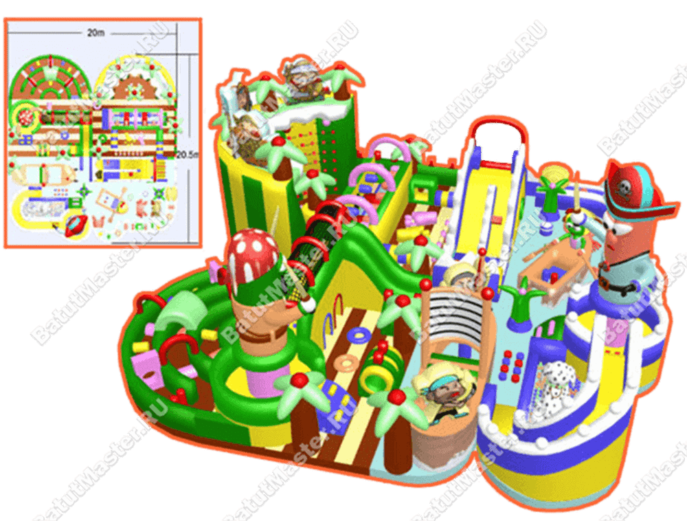 Надувной батут «Детский мегапарк» 18*18*8 м