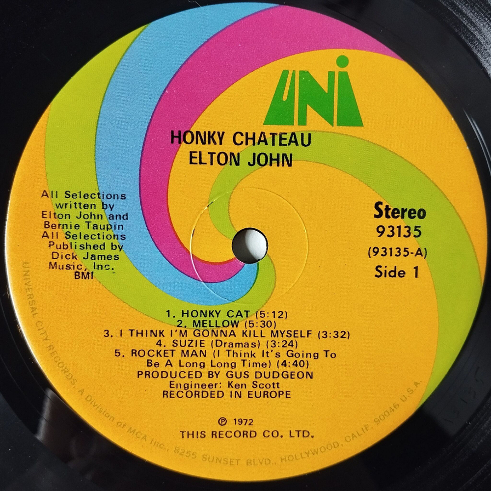 Винтажная виниловая пластинка LP Elton John Honky Chateau (USA 1972) Rocket Man