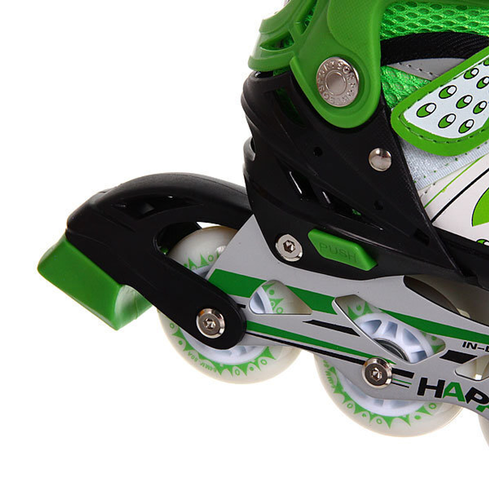 Коньки роликовые раздвижные Happy Star 88-5C зеленые р-р S (29-33,колеса PVC)
