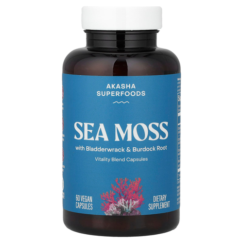 Akasha Superfoods, морской мох, 60 веганских капсул