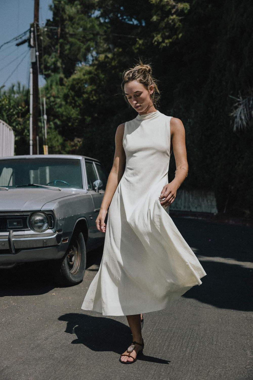 ZARA ДЛИННОЕ ПЛАТЬЕ, ЭКРЮ