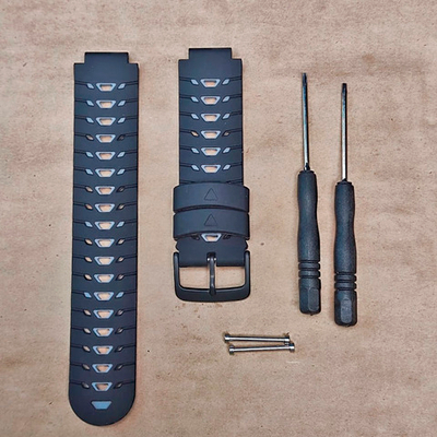 Ремешок для Garmin Forerunner 735XT/220/230/235/620/630 силиконовый двухцветный (Черный/Серый)