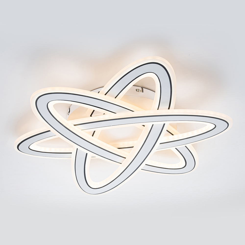 Потолочный светодиодный светильник 140Вт, 6208лм, 3000-6000K, Ra>80, плавная регулировка мощности, изменение цветовой температуры, ночник, пульт, металл/акрил, белый/черный