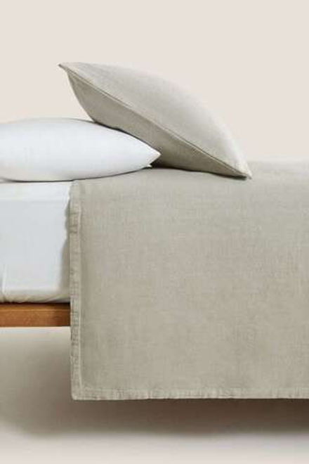 ZARA HOME ПОКРЫВАЛО ИЗ ПОСТИРАННОГО ЛЬНА, МЯГКИЙ СЕРЫЙ