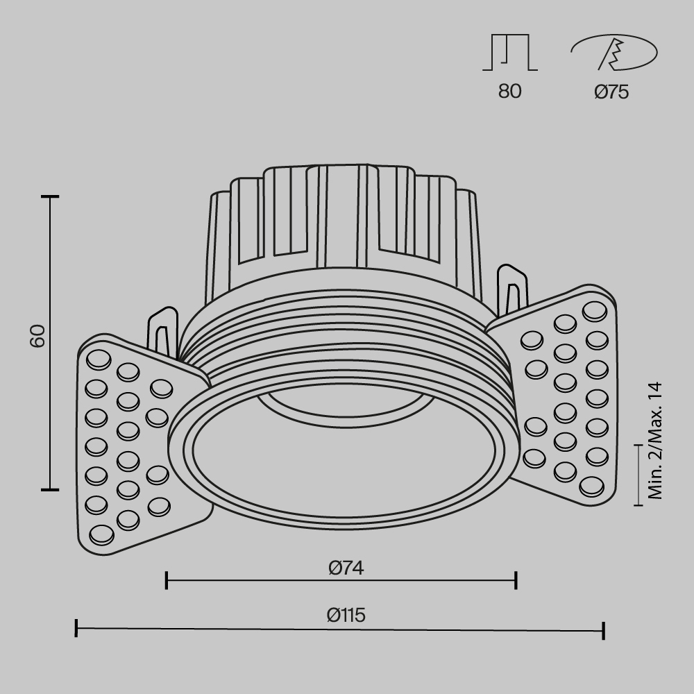 Встраиваемый светильник Maytoni Round DL058-12W3K-TRS-BS
