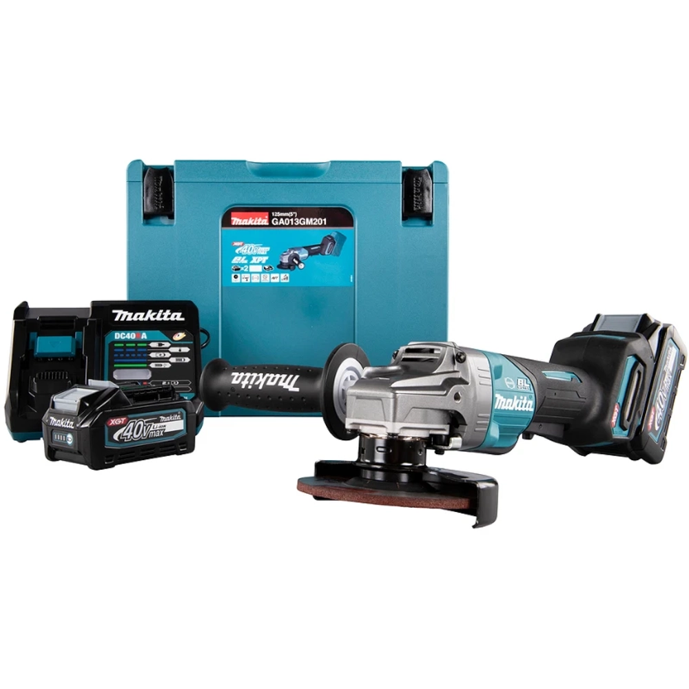 Makita GA013GM201 машина шлифовальная угловая аккумуляторная ( 2 x 4 Ач, З/У) GA013GM201