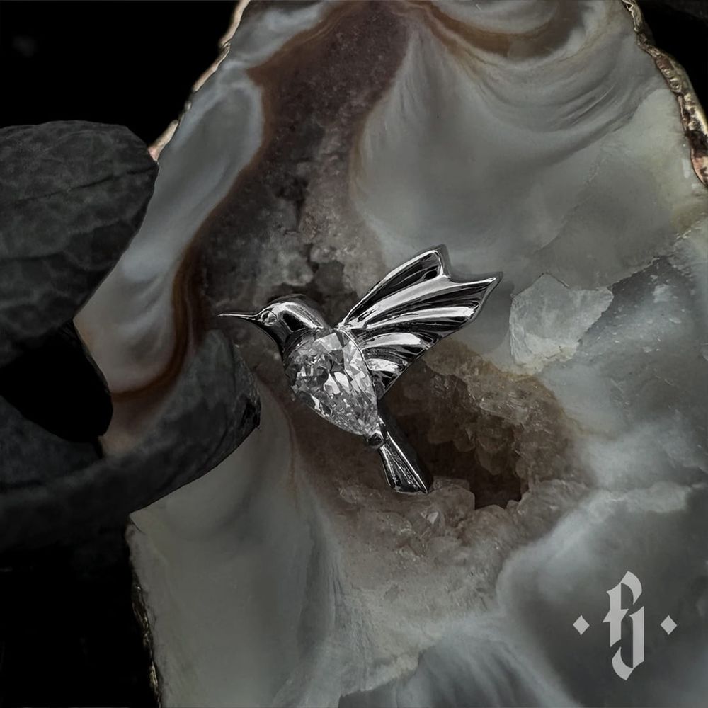 Накрутка &quot;Colibri&quot; - Белое золото - White CZ