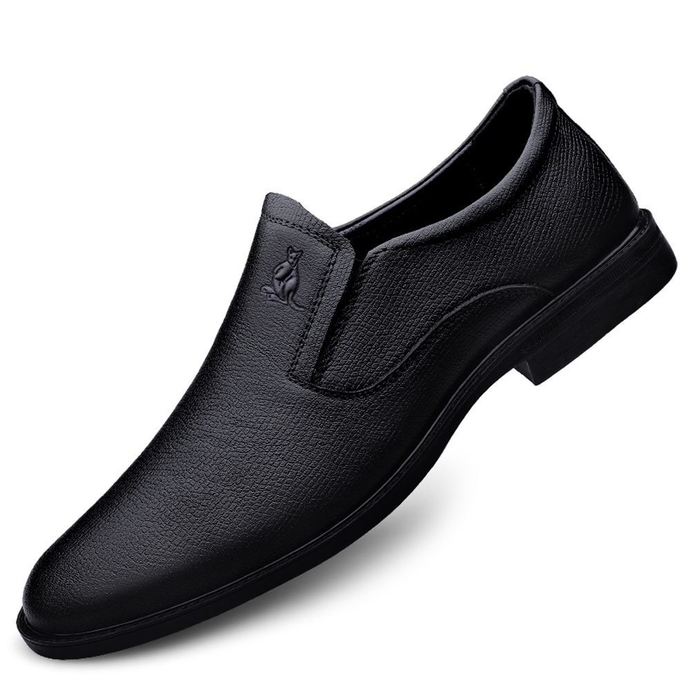 AUSFAMDS Casual Leather Shoes Men"s Low top Black