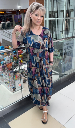 Летнее цветное платье с кармашками