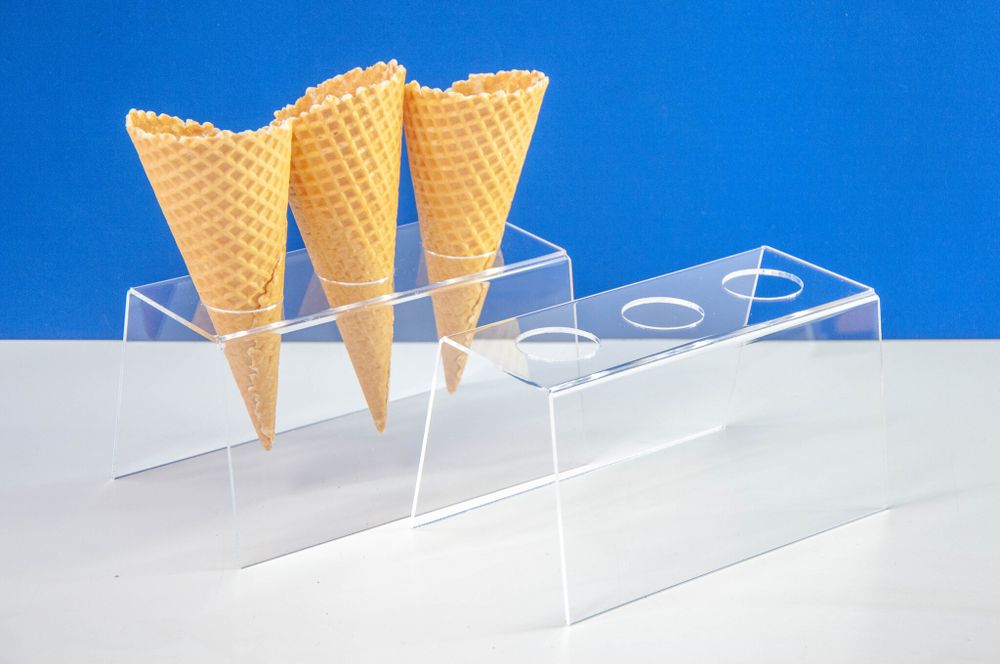 Подставка прозрачная для рожков и мороженого 3 ячейки, оргстекло