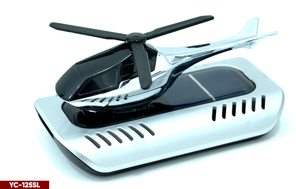 Ароматизатор-игрушка -на торпеду- Вертолет - солн батар (жидк)- YC-125SL серебристый