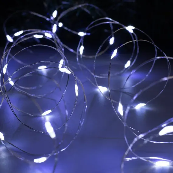 Гирлянда нить-роса 10 м., IP20, серебристая нить, 100 холодных белых LED, 12 В, Luazon Lighting (5198353)