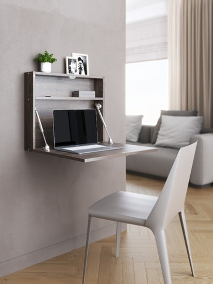 Настенный откидной стол для ноутбука "HOLIDAYS" квадратный,цвет белый