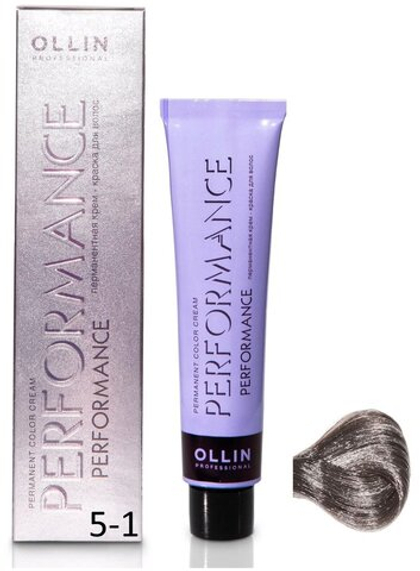 OLLIN PERFORMANCE 5/1 светлый шатен пепельный 60мл Перманентная крем-краска для волос