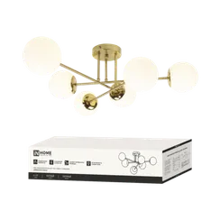 Люстра под лампу AURORA EASY-6G9-LT 6xG9 матовые плафоны, латунный корпус IN HOME