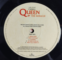 Винтажная виниловая пластинка LP Queen The Miracle (Югославия 1989)