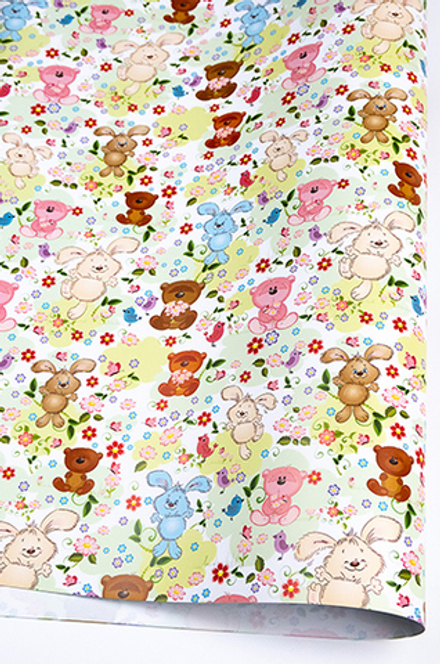 Упаковочная бумага (0,7*1 м) Плюшевые друзья, Прям, Здрасьте, 10 шт.