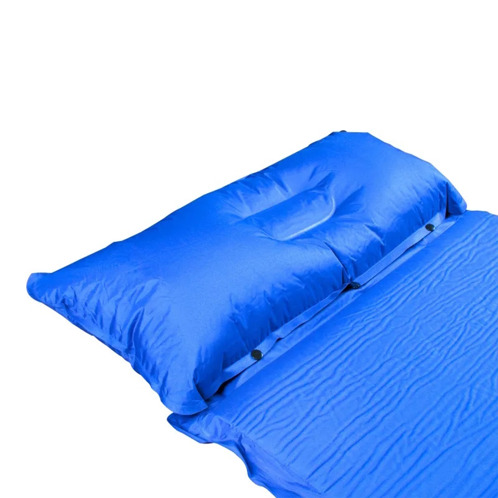 Коврик самонадувающийся с подушкой СЛЕДОПЫТ, 188x65x5 cм, стандарт, синий/10/