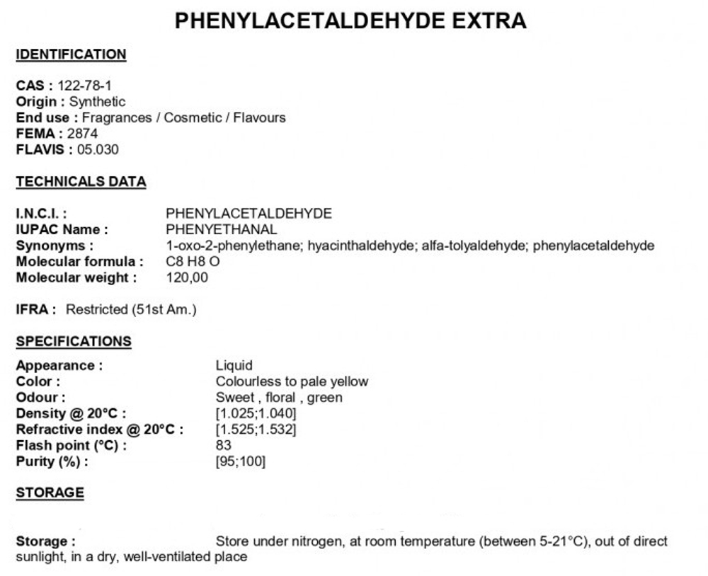PHENYLACETALDEHYDE EXTRA 50% in DPG / ФЕНИЛАЦЕТАЛЬДЕГИД ЭКСТРА CAS 122-78-1
