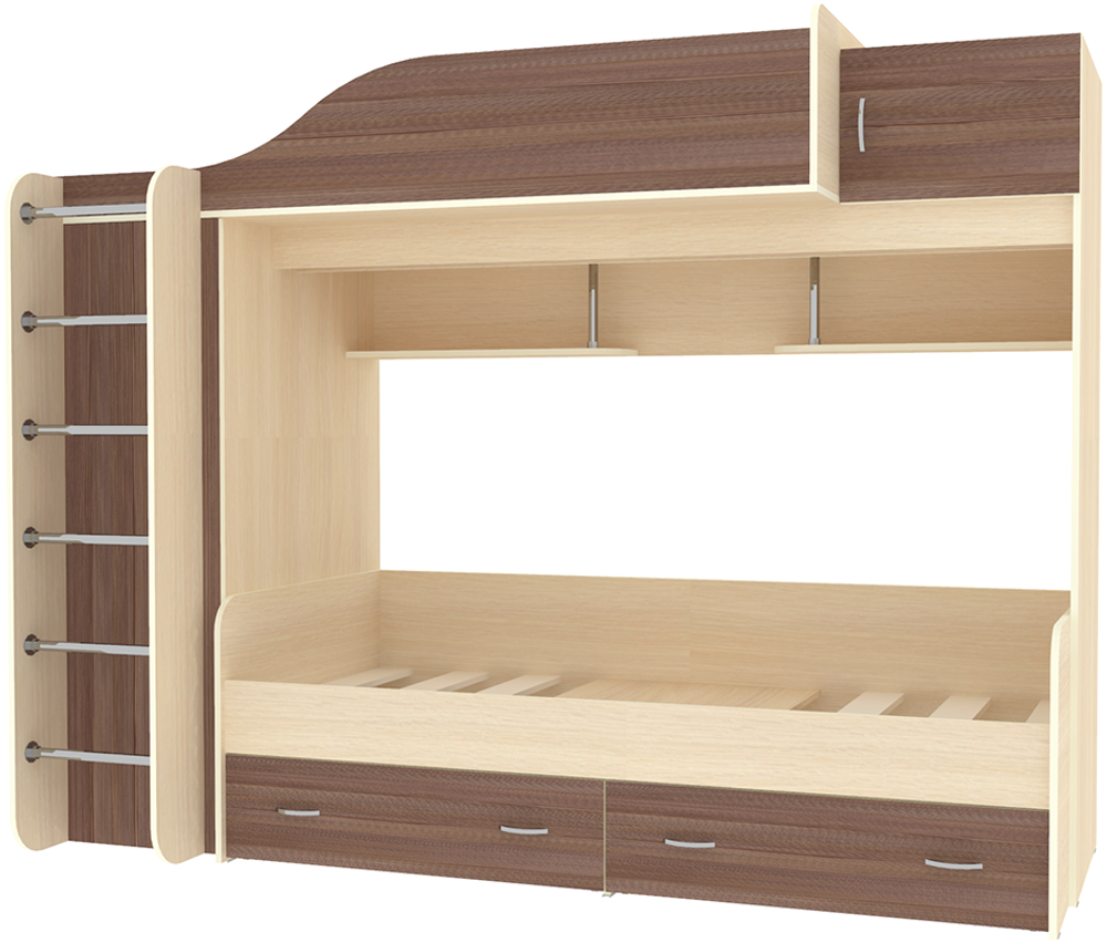 Двухъярусная кровать КарИВи Дуэт-3  Дуб Молочный Бодего Темный