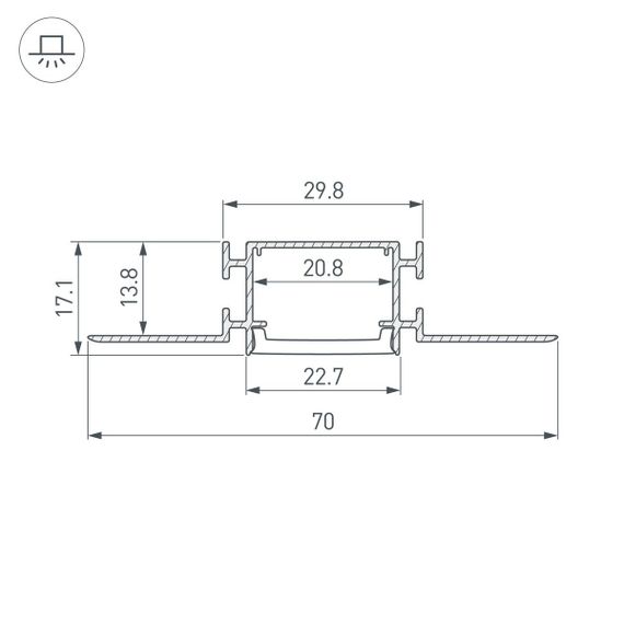 Профиль встраиваемый Arlight Fantom-Bent-W23-Side-2000 Anod 040331(1)