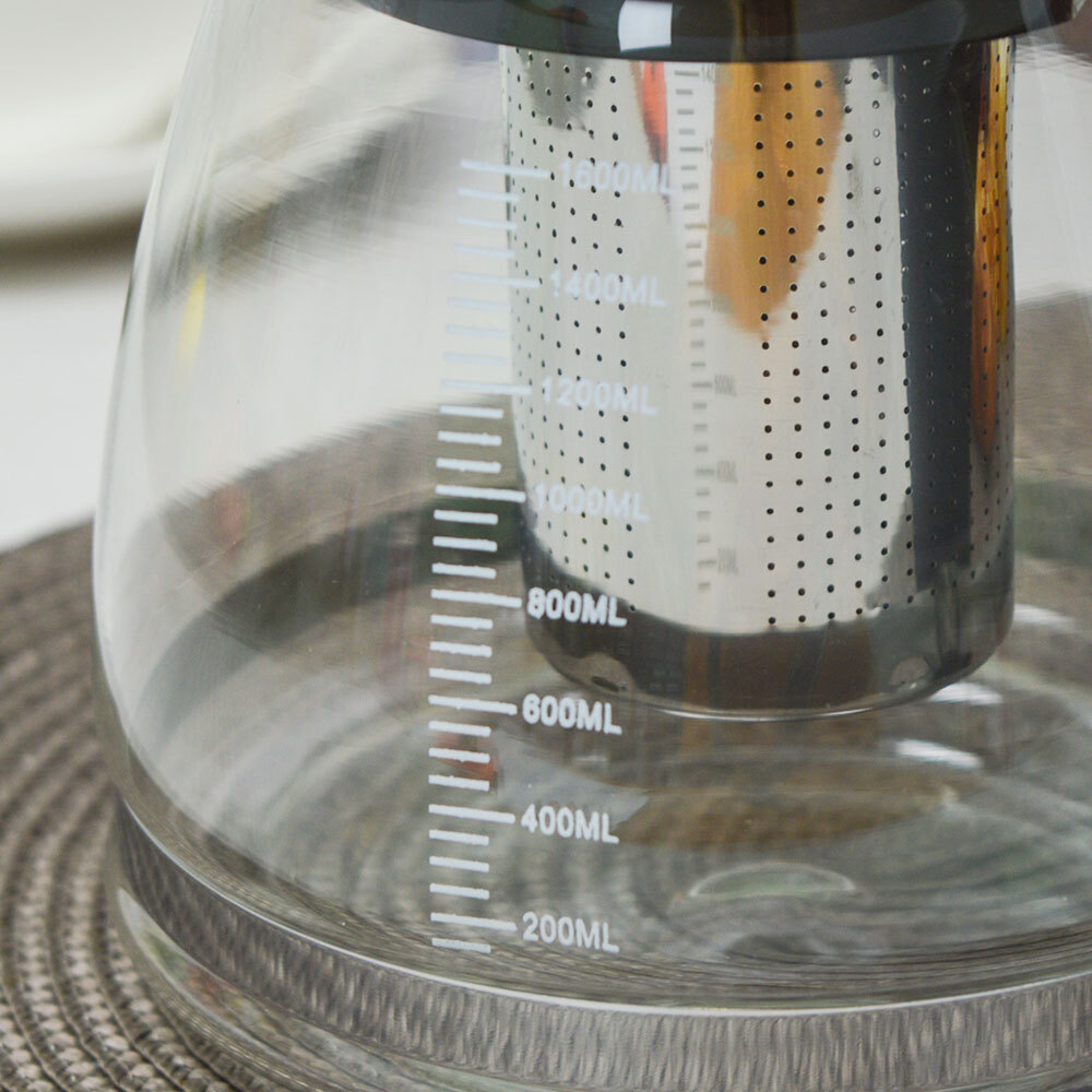 Чайник заварочный 1,6л стеклянный с металлическим ситом, BZ-129