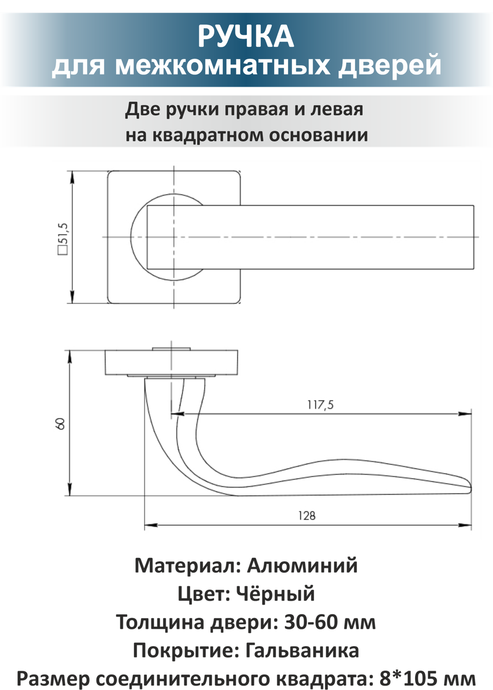 Фурнитура для межкомнатных дверей с магнитной защелкой EVO