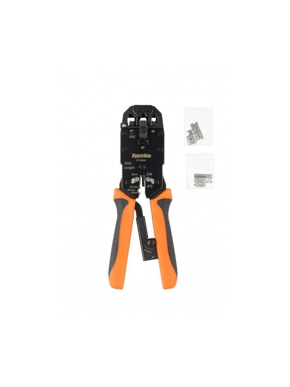 Инструмент HT-2008AR обжимной для RJ45 RJ12 RJ11 (8P8C 6P6C 4P4C) проф. с храповым механизмом Hyperline 35549