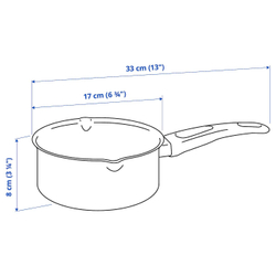 IKEA HEMLAGAD  (ИКЕА ХЕМЛАГАД)  -  Кастрюля, антипригарное покрытие черного цвета, 1 л