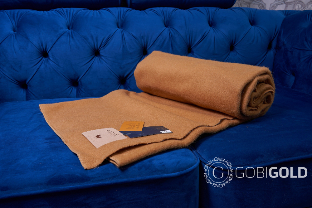 Одеяло тканое из шерсти мериноса LUX (овечья шерсть) ERDENET 150x200 см. - камэл