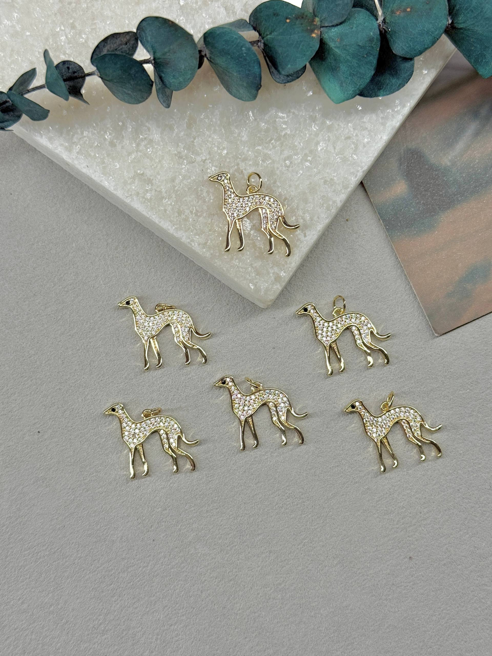 Подвеска "Азавак" позолота 14к с фианитами, 19*22 мм