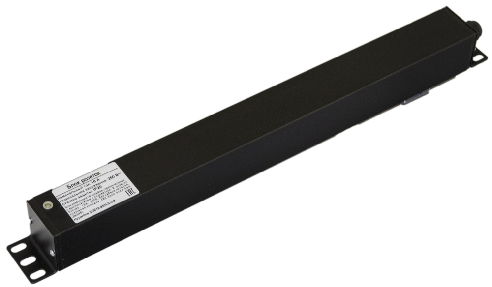 Блок розеток 19", 8 розеток Hyperline SHE19-8SH-S-CB