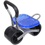 Стул садовый на колесах для прополки и работы в саду 35*47*14см с поворотным механизмом(360°) складная спинка, цвет синий