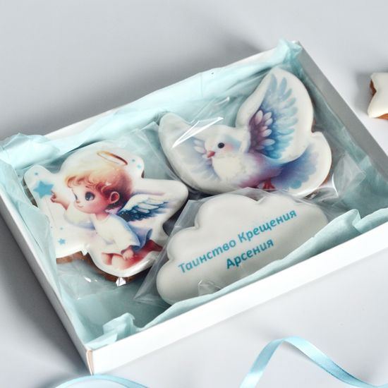 Набор пряников с ангелом на крещение мальчика