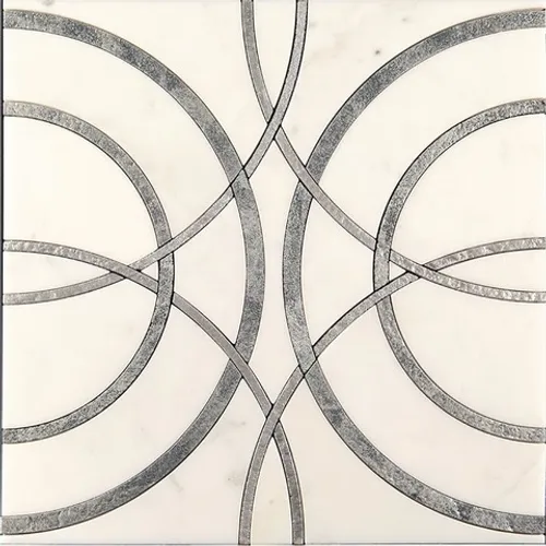 ACM W-3-2 Итальянская мозаика мрамор Skalini Alcamo белый светлый круг овал глянцевый