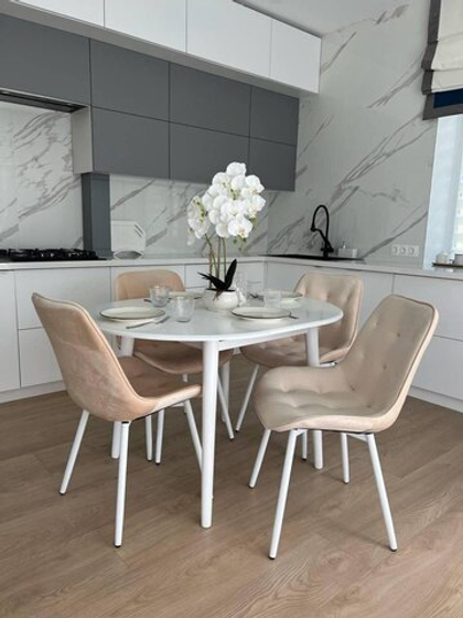 Круглый раздвижной стол "Скандинавия" и 4 стула Бостон