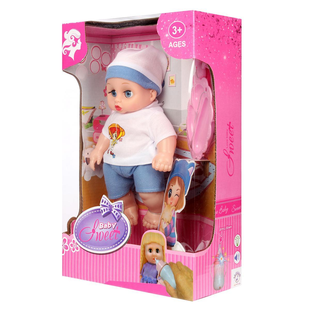 Пупс функциональный с аксесс., коробка 858-P14