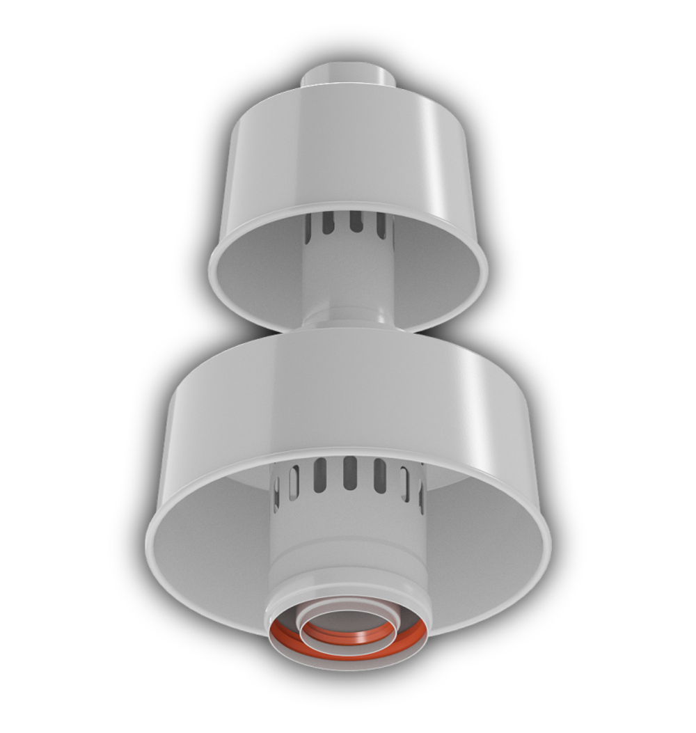 Оголовок дымохода с ветрозащитой D60/100 белый (алюминий)