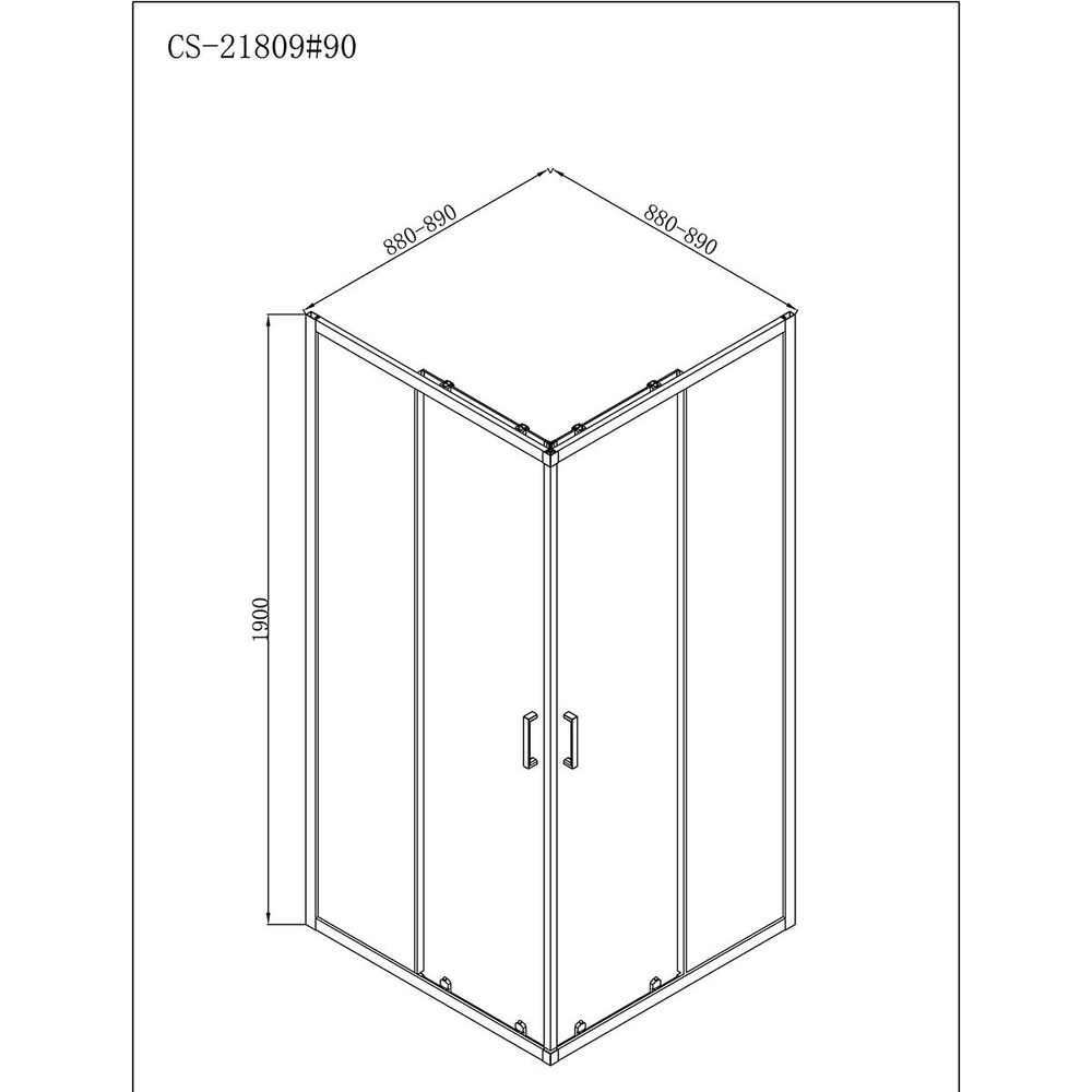 Душ ограждение Loranto NEO 90x90x190 прозрач стекло 5 мм,  серебро, без поддона   822108