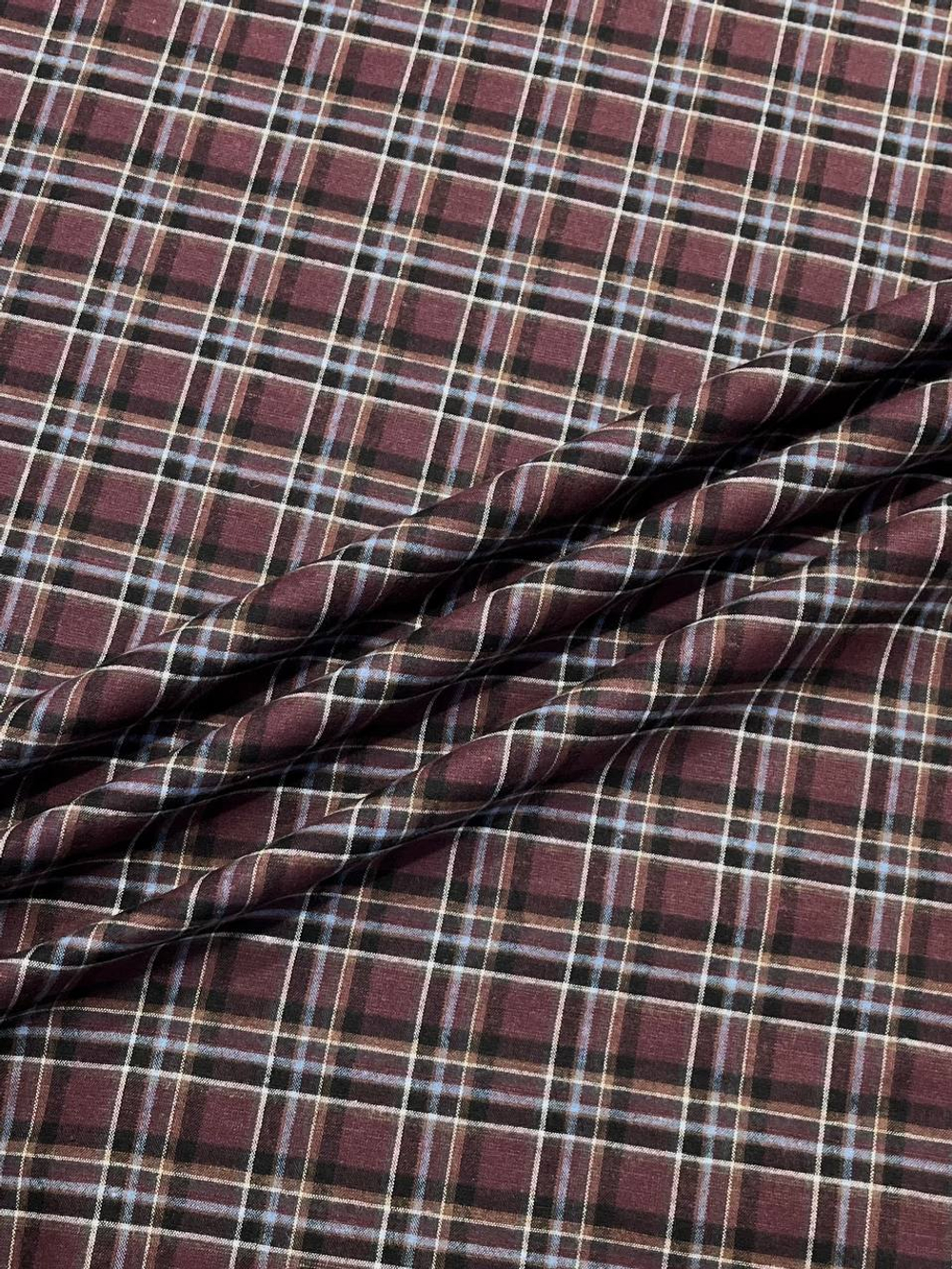 Хлопок со льном баклажановый в клетку