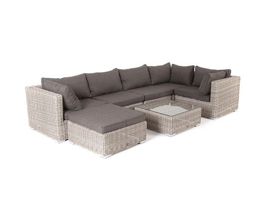 "Лунго" трансформирующаяся лаунж-зона из искусственного ротанга, цвет бежевый