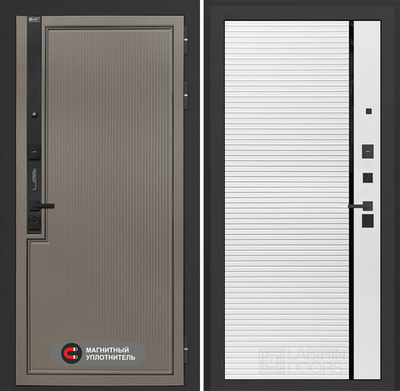 Входная дверь Лабиринт Лаб 1 Про - 22 Белый софт черная вставка