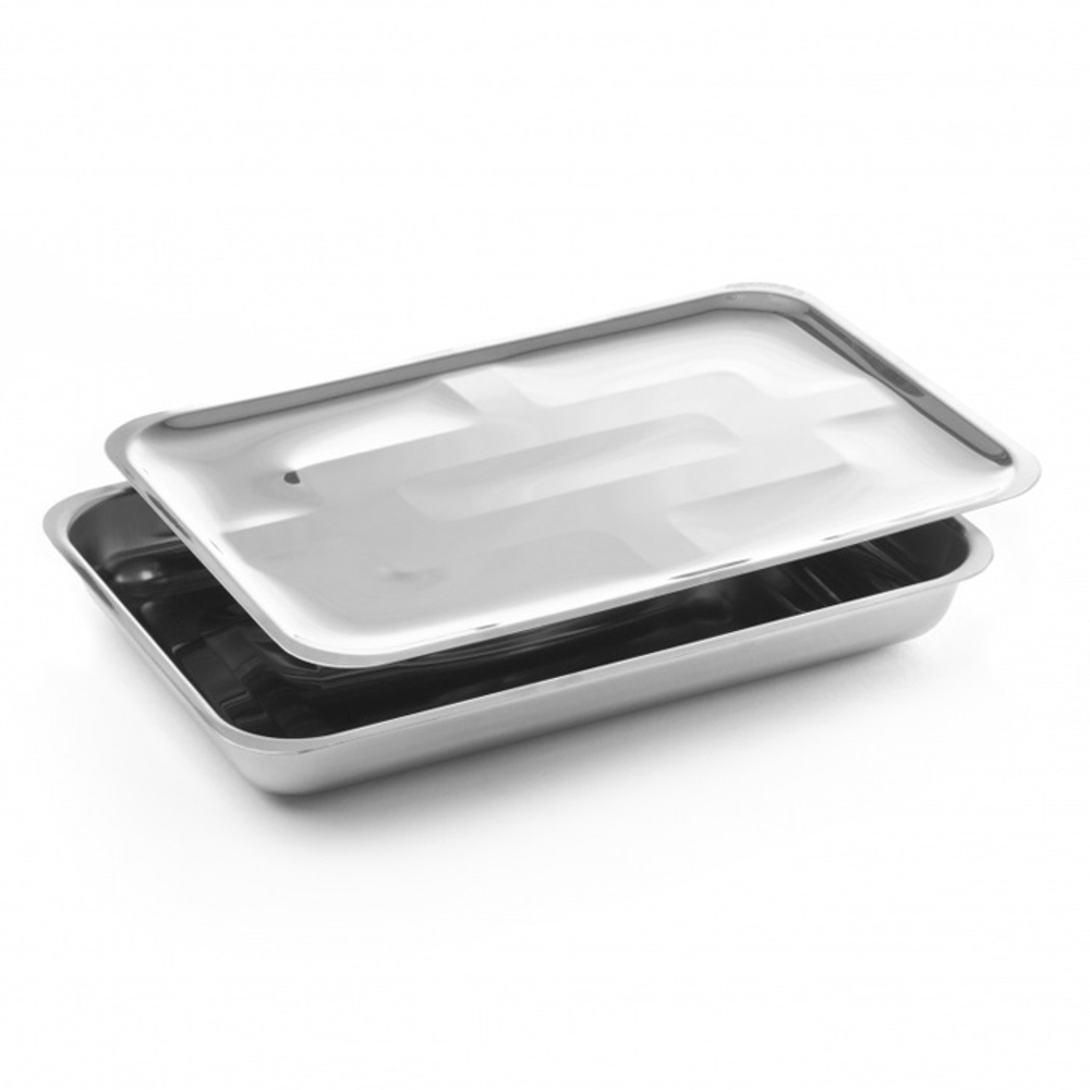 Лоток прямоугольный нержавеющий с крышкой ЛМПрк-300, (300х220х30), шт.