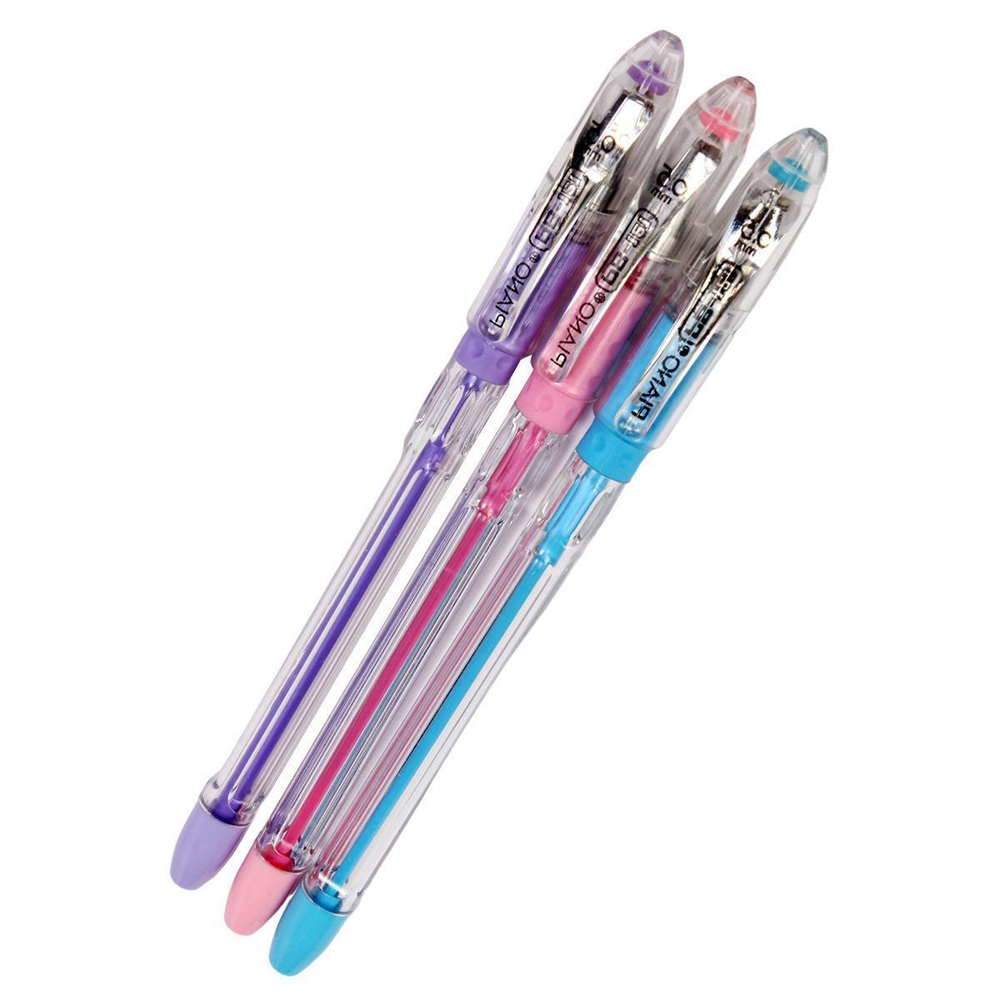 Ручка масляная Piano РВ-121, 0,5 мм, синяя, с грипом, 3 цвета микс, C-40757 (Комплект 50шт.)