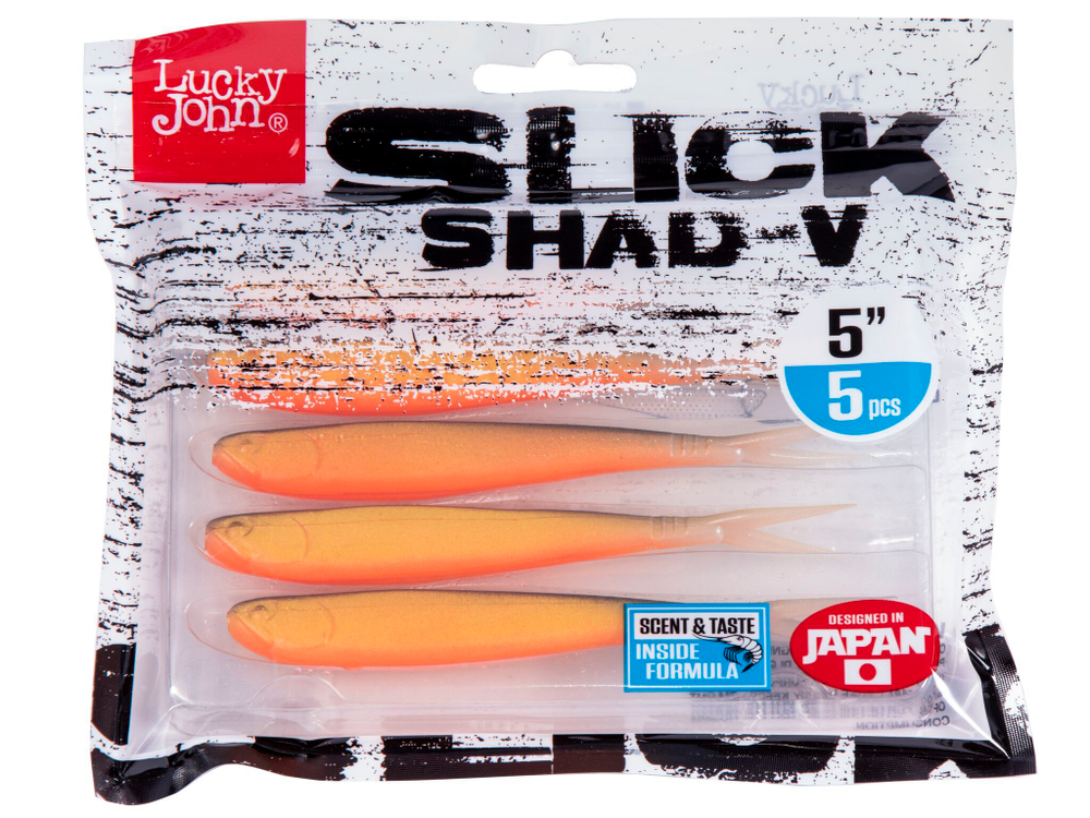 Виброхвост LJ 3D Slick Shad-V 5" (12.7 см), цвет Z22, 5 шт.