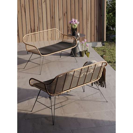 Кушетка Vetle Bent, 125х68 см, светлый ротанг