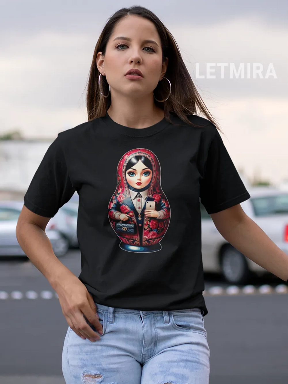 Футболка с принтом Матрёшка