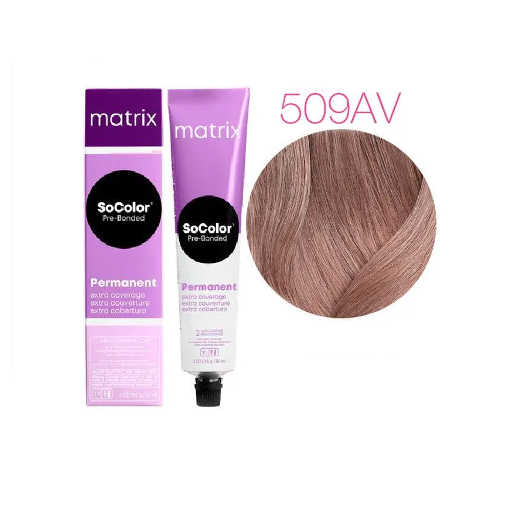 MATRIX SoColor Pre-Bonded стойкая крем-краска для волос 100% покрытие седины 90 мл 509AV очень светлый блондин пепельно-перламутровый